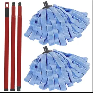 FREEGRIN Spin Mop Set for O-Cedar QuickWring Bucket 1 Adjustable Handle 22"-46" + 2 Microfiber Refills for Household Cleaning Machine Washable Eco-Friendly