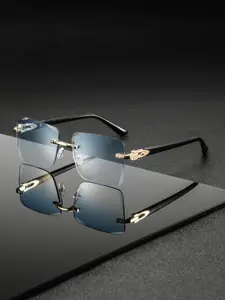 Men's Metal Square Frameless Eyeglasses, High-End Casual Fashion Glasses, Lightweight Luxury Style, Suitable for Daily Commute Business Outdoor Use