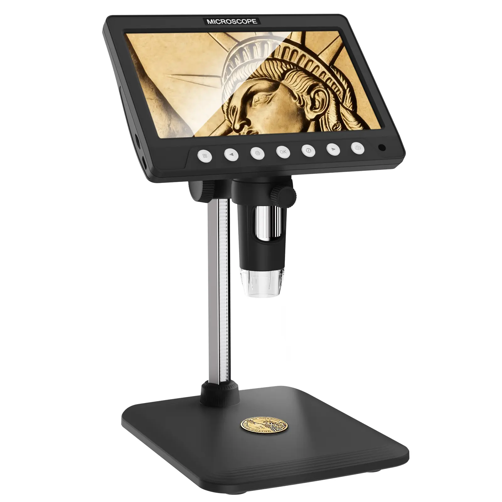 Coin Error Microscope, 7-inch LCD with Light Magnifier, 1080P Welding Microscope, Coin Magnifier with 8 Adjustable LED Lights, Cool Small Tool Microscope for Coins and Jewelry, Christmas Gift