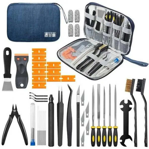 1Set 3D Printer Tool Kit, 3D Printing Accessories Compatible with FDM/SLA Printers, Including Nozzle Cleaning Kit, Scraper, Deburring Tool, Files, Brushes, with Storage Case, Starter Kit