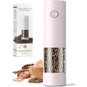 1 Pack Salt and Pepper Grinder-Birthday Gifts for Mom Automatic Battery Upgraded Larger Capacity Pink Salt Pepper Set New Apartment Gifts for Housewarming