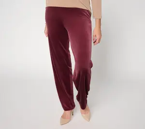 Susan Graver Regular Knit Velvet Straight-Leg Pull-On Pants