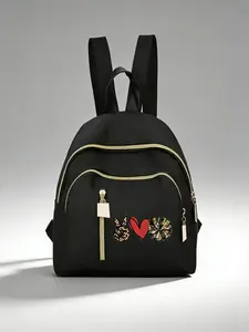 Women's Elegant Backpack, Compact University & Travel Bag, Adjustable Straps, Multi-Layer Design, Hardware, Lightweight Polyester, Casual Lightweight Backpack