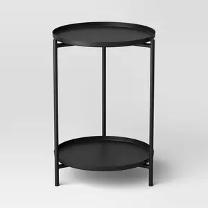 Metal Small Side Table with Shelf Black - Room Essentials