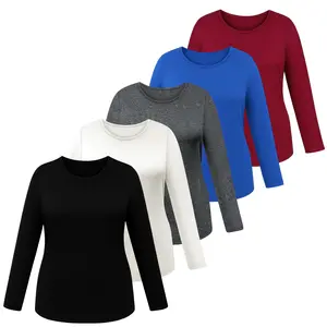 Plus Size Women's Three-Piece Set Loose Fit Long Sleeve Crew Neck T-Shirt XL-6XL Fall/Winter Casual Minimalist Style Black & White Set Everyday Women's Wear Basic Crew Neck Top