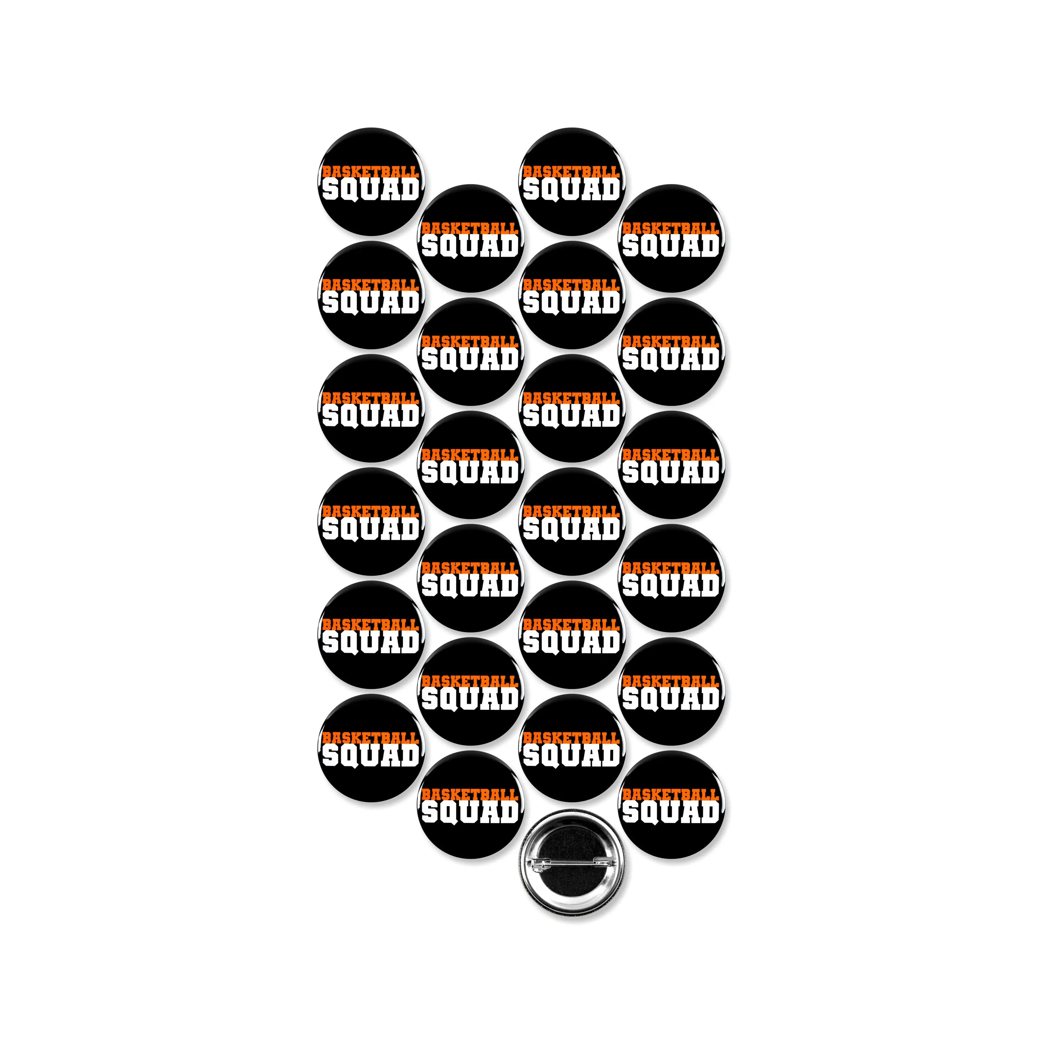 25 Pack - Basketball Squad Team Pinback Buttons - 1.5 Inch