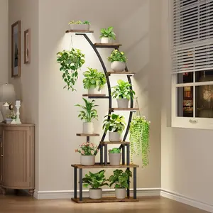 Plant Stand Indoor with Grow Lights, 63" Tall Indoor Plant Shelf, 9 Tiered Corner Plant Holder, Large Flower Display Shelf for Home Decor summerwins
