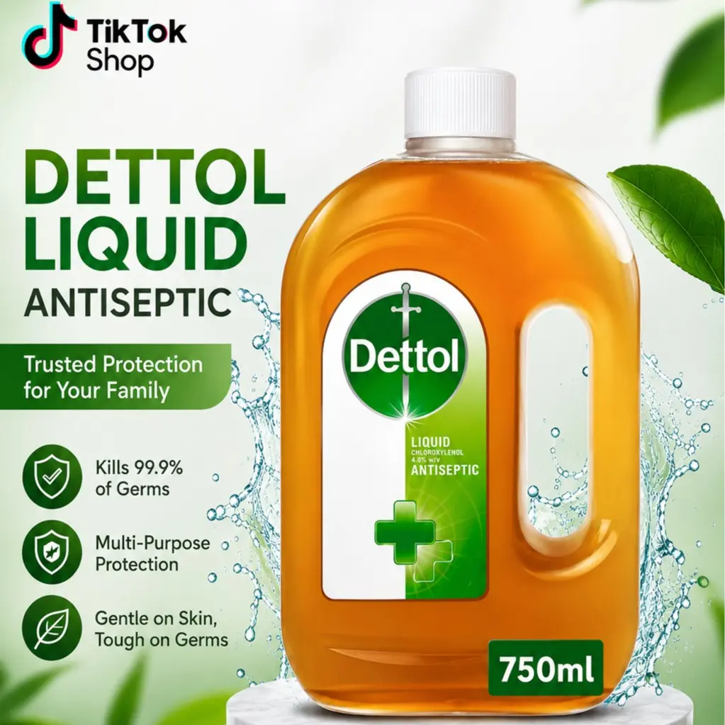 Dettol Antiseptic Disinfectant Liquid 750ml - Effective Disinfection Solution for Various Surfaces, Versatile Use, Cleanses Surfaces, Free from Harmful Bacteria and Viruses