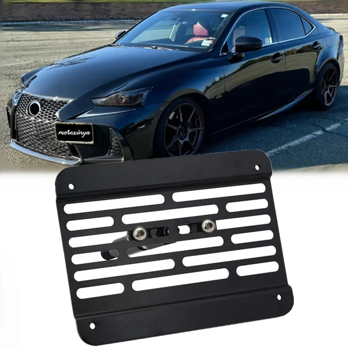 Front Bumper Tow Hook License Plate Mount Relocator Bracket fit for Lexus IS250 IS350 is-F 2006-2018, RC300 RC-F GS350 NX RX350 LS CT200h JDM Look Stainless Steel No Drill Holder