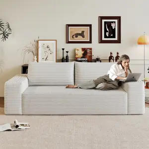 71" Cloud Loveseat Sofa Couch, Modern Corduroy Boneless Couch with Deep Seat Memory Foam, Comfy 3 Seater Foam Floor Couches for Living Room Bedroom Apartment, No Assembly Required (3 Seater )