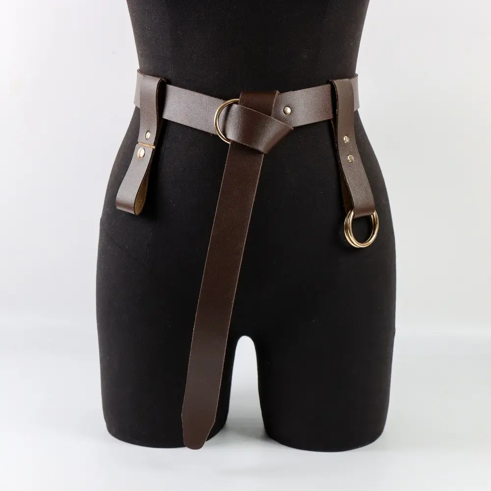 3Pcs PU Leather Vintage Medieval Costume Belt & Skirt Clip Set, Waist Accessories, Perfect for Outdoor Hiking, Stage & Party Accessories, Holiday & Birthday Gift, Carnival & Halloween Novelty Outfit Accessory