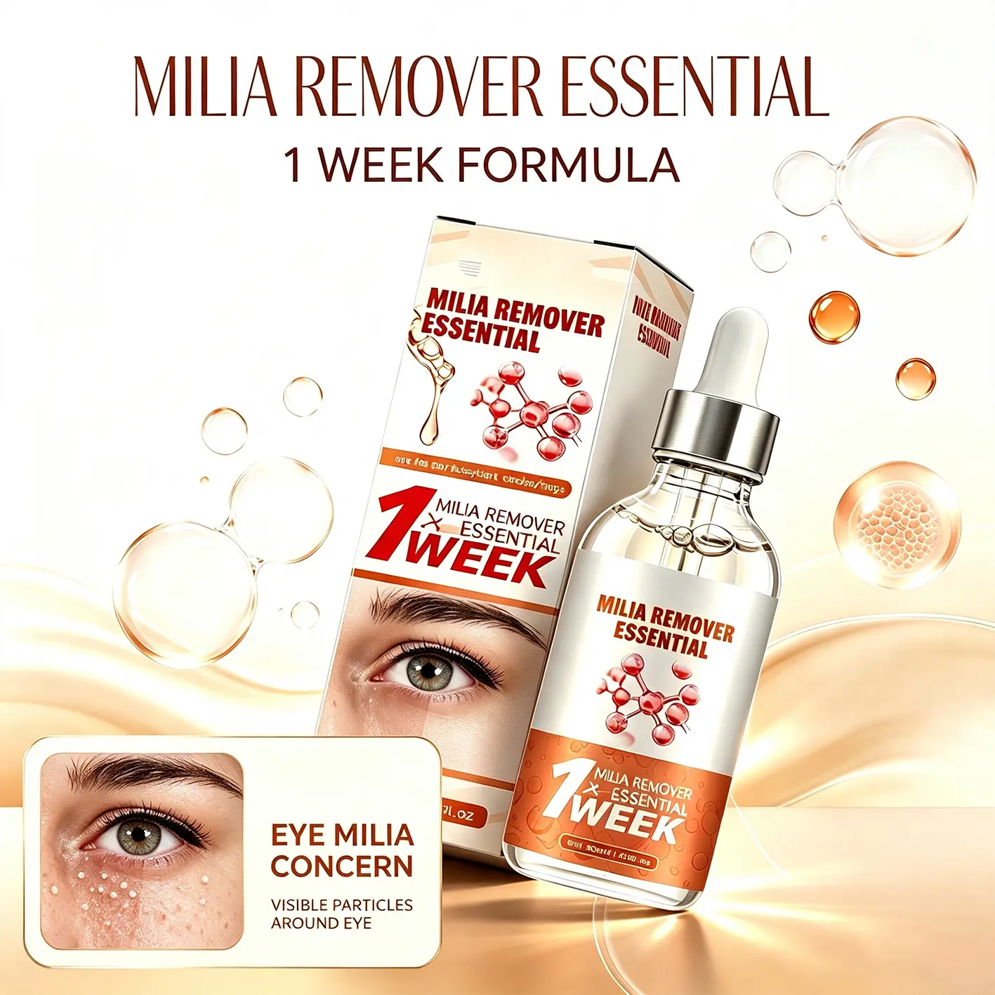 Milia Remover Treatment Serum, Natural Ingredients Natural Essence for Milia Eye Skin Care, Hydrating & Nourishing Formula for Smooth, Refreshed Skin Daily Moisturizer
