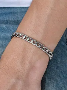 Hip Hop Fashion Style Cuban Embossed Chain Bracelet, Men's Stainless Steel Jewelry, Birthday Gift, Suitable for Daily Commuting