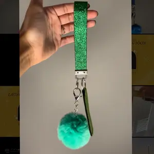 Green Glitter Faux Leather Keychain