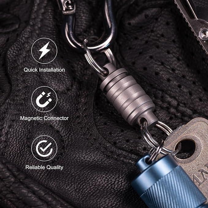 OKNIFE Otacle R1 Magnetic Keychain Connector, Esay Detachable Key Ring, 360° Swivel Quick Release EDC Accessory for Outdoor, Metal Carabiner, Locks