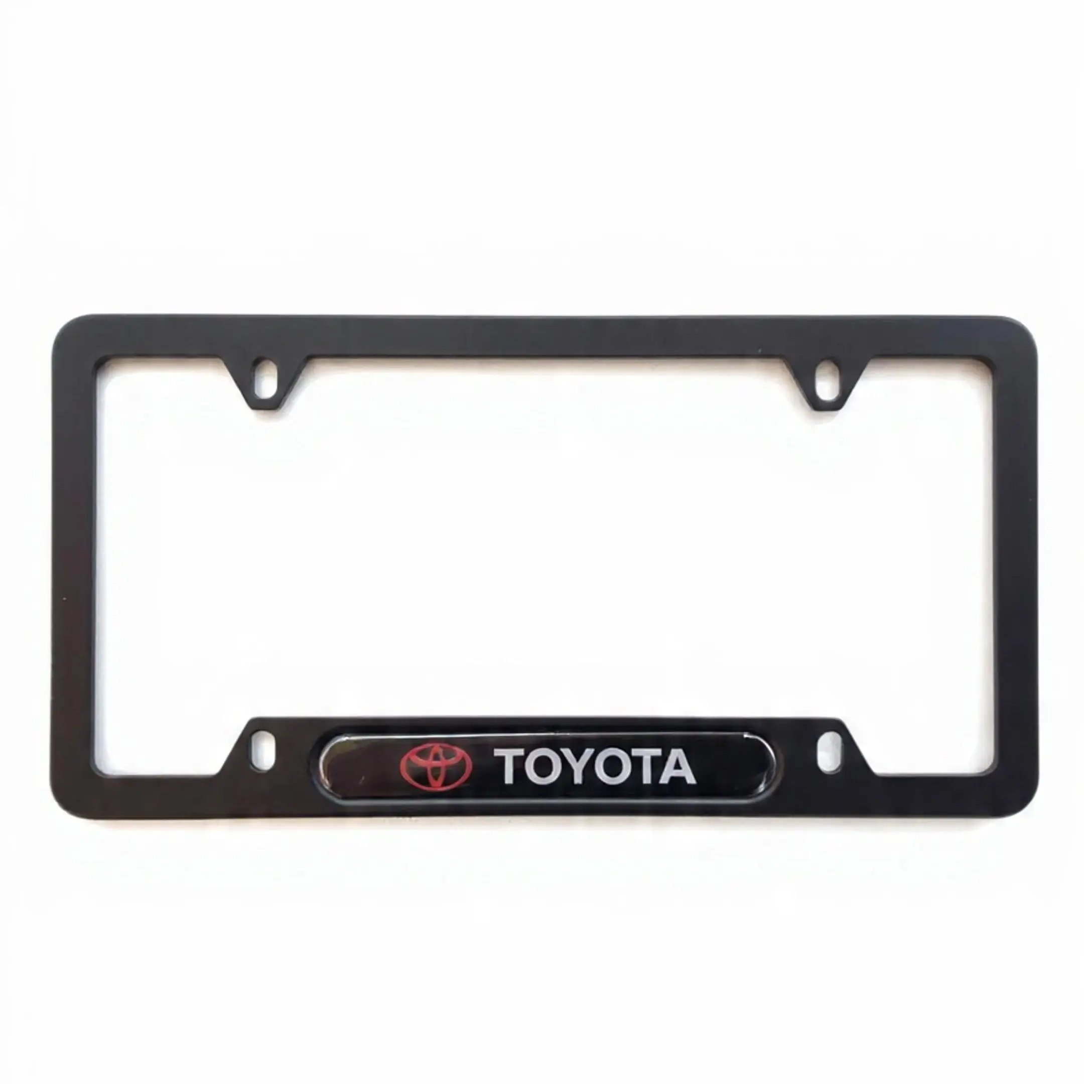 For Toyota Black Stainless Steel License Plate Frame | 3D Domed Red Emblem Rust-Proof Car Truck Gift