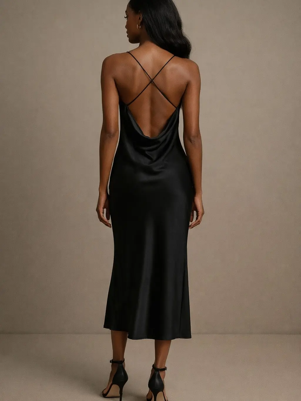 Brandy Silk Dress with Drape Back
