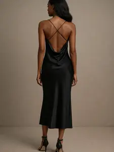 Brandy Silk Dress with Drape Back