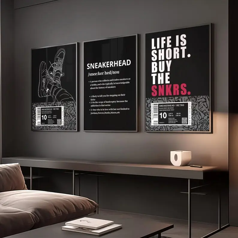Hypebeast Sneaker Poster, Set of 3 Hypebeast Room Decor