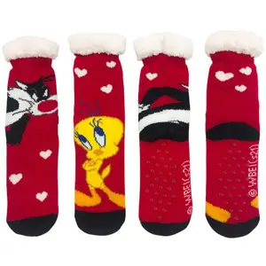 Cozy Moments Looney Tunes Slyvester And Tweety Hearts Sherpa Socks