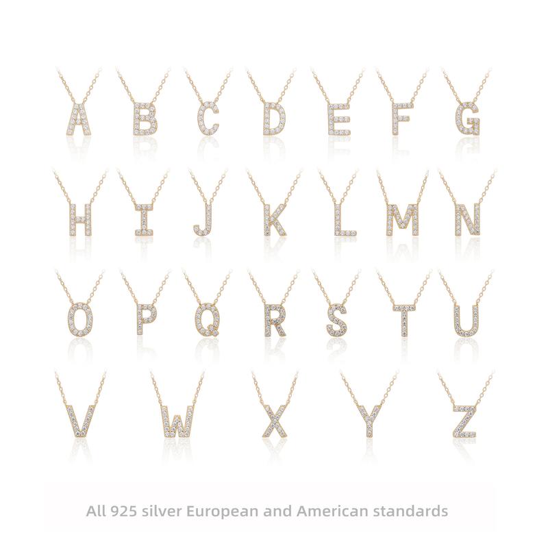 Dainty Pave Letter Necklace - 18K Gold Plated Initial Necklace - Diamond Letter Pendant Necklace- Gift for Her-  Valentine's gift for gf