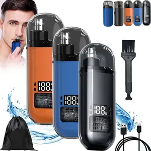 Portable Nose Hair Trimmer, Electric Nose Hair Trimmer, 2 in 1 Nasal Hair Cutter with IPX7 Waterproof,Dual Edge Blades Clipper for Easy Cleansing (3PCS, Upgraded) Orange
