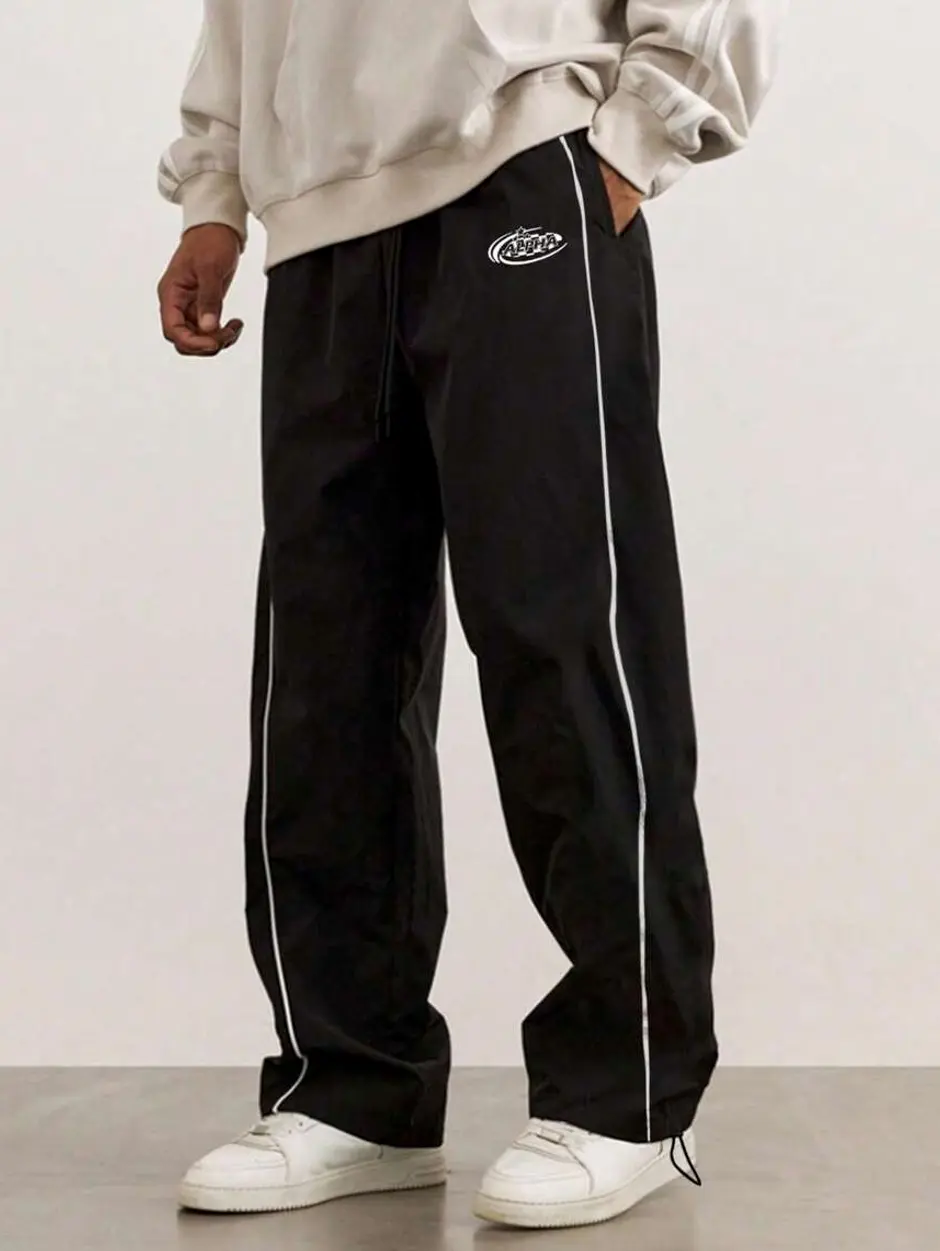 Manfinity Sport Corelite Men's Letter Print Drawstring Waist Straight Loose Fit Casual Sweatpants Workout Clothes Running Pants Fall Breathable