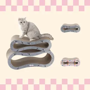 THE LICKER STORE Suvi 26" Modern Cardboard Infinity 2-in-1 Lounge Bed Cat Scratcher with Catnip