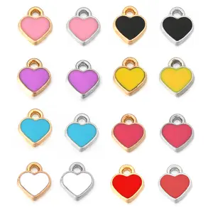 20Pcs/lot 8X7mm Alloy Enamel Charms Metal Drop Oil Small Heart Charms Pendants For DIY Bracelet Necklace Jewelry Making Findings