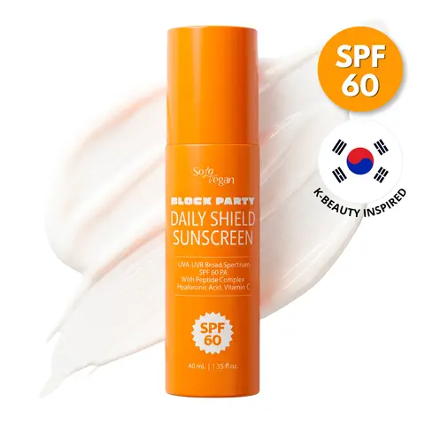 SoloVegan SPF 60 Facial Sunscreen Moisturizer (40ml Bottle) - Non-Toxic, Cruelty-Free, Lightweight UV Protection for Face with Peptides, Vitamin C, Hyaluronic Acid, No White Cast, Brightening, Firming, Targets Uneven Skin Tone, Suitable for All Skin Types