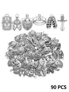 90 Bible Theme Pendants, Full Armor Alloy Material, Ideal for Sunday Crafts, Belts, Helmets, DIY Bracelets & Necklaces