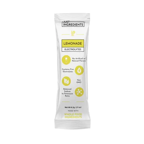 Just Ingredients Lemonade Electrolyte Stick - 1 Individual Stick - Supports Energy, Recovery & Electrolyte Balance* - Hydration Drink Mix with Coconut Water, Sea Salt, and Trace Minerals - Made with Real Food - No Added Sugar