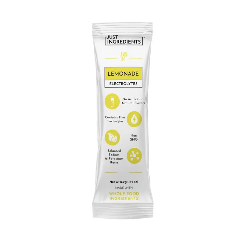 Just Ingredients Lemonade Electrolyte Stick - 1 Individual Stick - Supports Energy, Recovery & Electrolyte Balance* - Hydration Drink Mix with Coconut Water, Sea Salt, and Trace Minerals - Made with Real Food - No Added Sugar