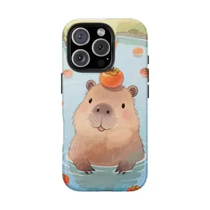 Capybara Rainy Shelter Cute Themed Phone Case Premium Matte Texture, Protection, Shockproof, Anti-Drop, Anti-Fingerprint For IPhone 17-12, Pro Max, Pro Plus, and Samsung S25-22 Protection Safety