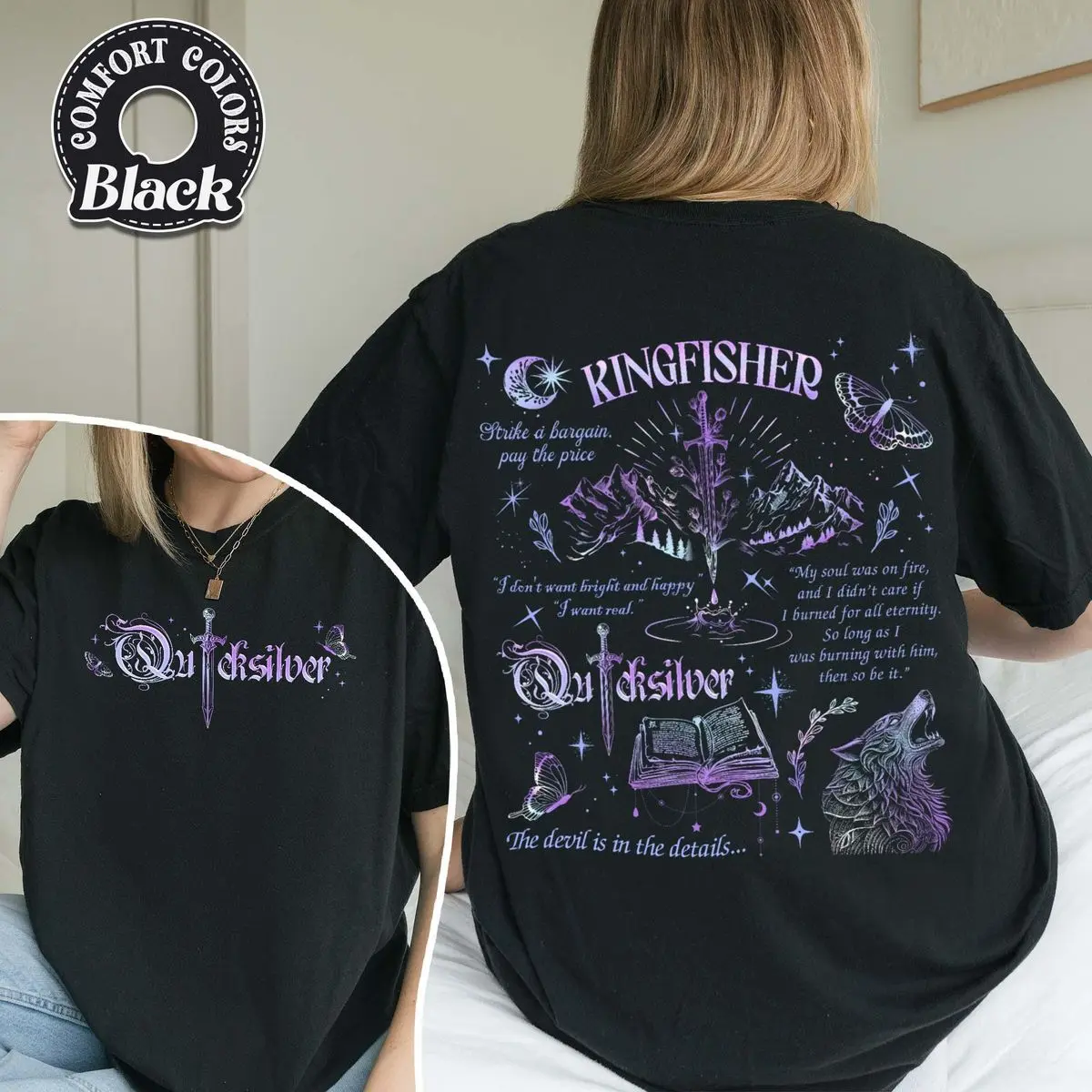 Comfort Colors Quicksilver Series Shirt For Fan, Fantasy Bookish Merch, Kingfisher Bookish Tee, Callie Hart Quicksilver, Romance Novel, Unisex Fitted Short Sleeve Tee, Casual Clothing