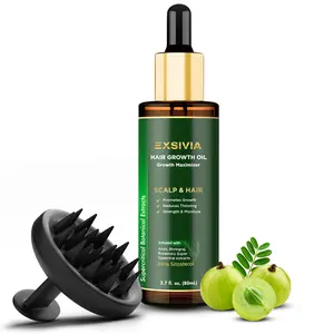 EXSIVIA Hair Growth Oil for Thicker, Stronger Hair, 80ml with Beta-Sitosterol, Amla, Bhringraj & CO2 Extracts, Includes Silicone Scalp Massager