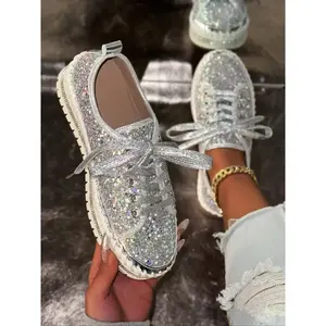 Fashionable Rhinestone Glitter Sneakers, Shiny Women's Sneakers, Perfect Shoes for Parties and Special Occasions