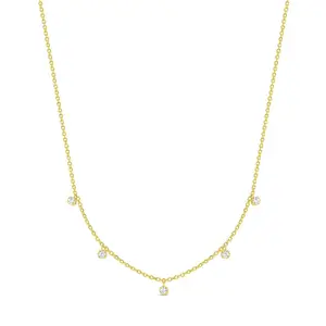 14k Gold Dainty Multicharm Clear CZ 16" Kids / Teen Necklace 14k Gold Dainty Multicharm Clear CZ 16" Kids / Teen Necklace