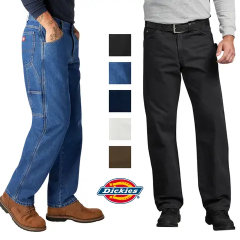 Dickies Men's Relaxed Fit Carpenter Jeans - Mid Waist, Multiple Pockets, Durable Denim Look, Below the Ankle, Cold Wash Safe, All Seasons Menswear for Busy Lifestyles