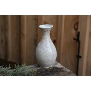8.75" White Black Speckled Ceramic Pottery Vase Hand Thrown Stoneware Flower Vase Shelf Décor Floral Brown Minimalist Decor Dried Flowers GoodNewsPotteryShop