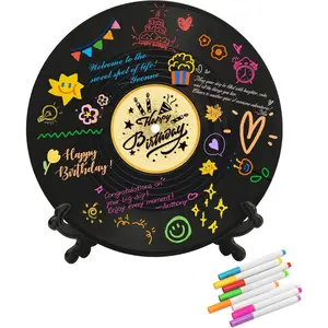Vinyl Record Happy Birthday Decorations Guest Book Alternatives ,Feliz Cumpleanos Decoracion Party Supplies Favors Sign Poster,Large Birthday Card   for Men Women(Birthday)