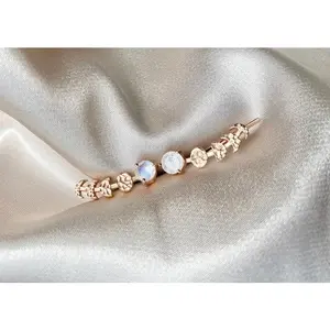 Sterling Silver Moonstone Moon phase ear climber