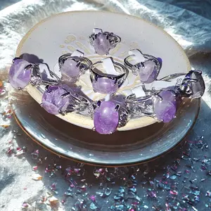 Amethyst Crystal Ring Natural Stone Cleansed, Charged, and Enchanted. Vintage Design Metaphysical Protection Purple Gemstone Jewelry Handcrafted Spiritual Protection & Clarity