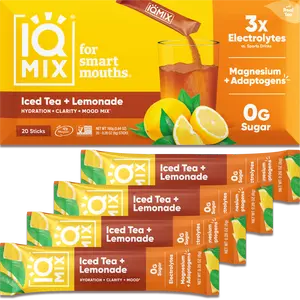 IQMIX Hydration Electrolyte Powder – Iced Tea + Lemonade – 20 Sticks – 4-in-1 Formula for Hydration, Mental Clarity, Mood and Recovery – Sugar-Free Drink Mix, Magnesium L-Threonate, Lion’s Mane