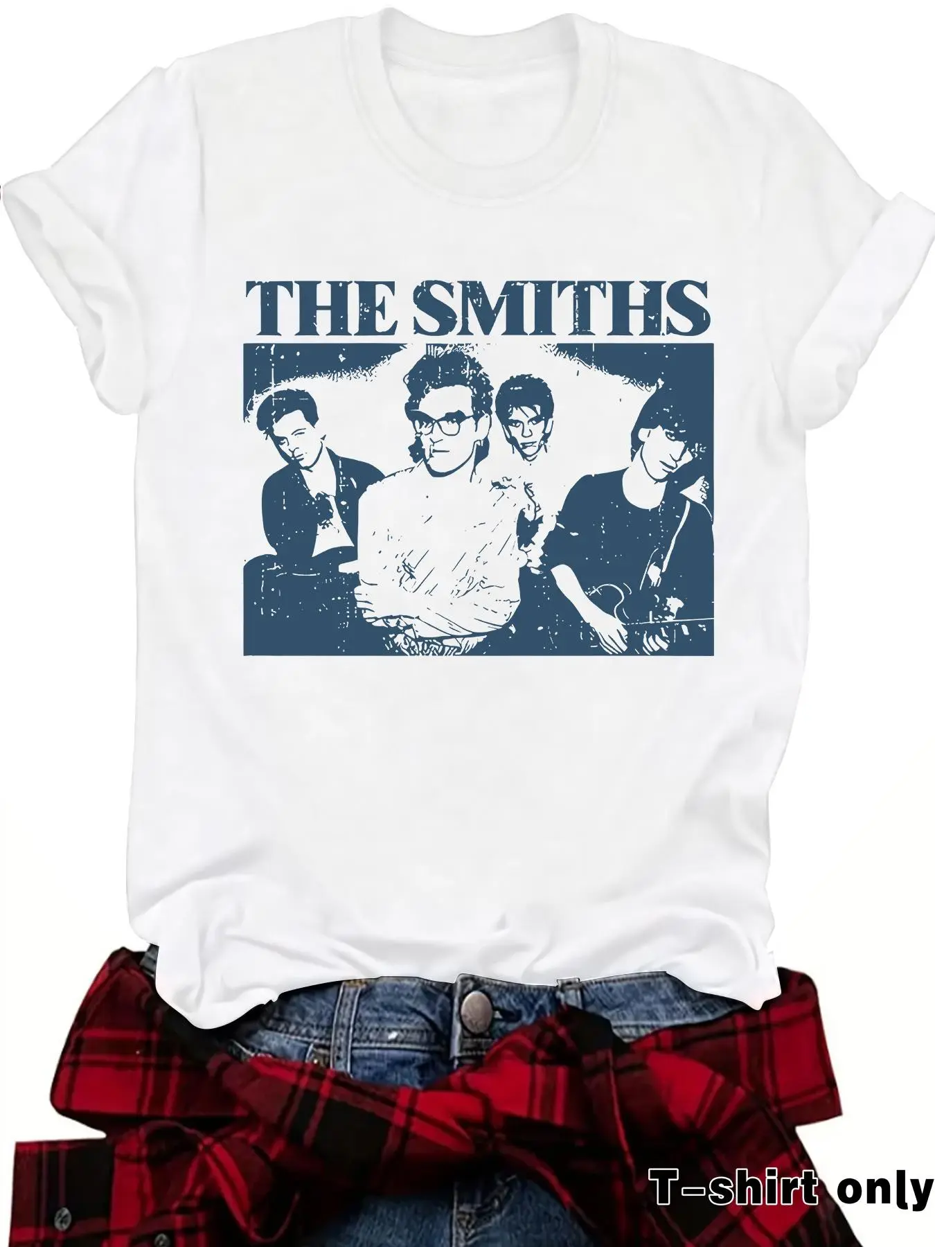 Women's The Smiths Vintage Band Round Neck Graphic Tee, Casual Short Sleeve T-shirt for Daily Wear, Ladies Summer, Top