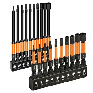 Impact  Wrench Drill Bit Set,20PCS 2"&4" Long Hex Bit Set(Metric), 1/4" Hex-Shank S2 Steel,Impact Driver Bit Set, agnetic CNC Tips for Drill & Driver with Storage Box