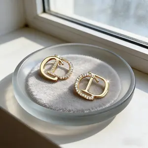 Women's Vintage Letter CD Stud Earrings! High-End Zirconia Gold Plated Simple Elegant Unique Jewelry