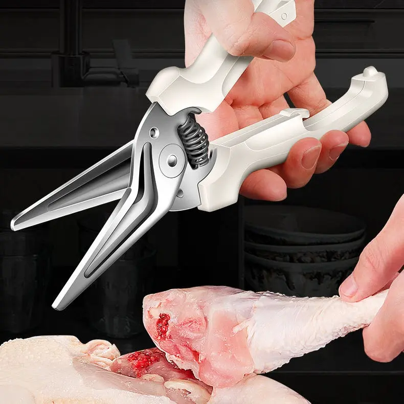 Heavy-Duty Spring-Loaded Kitchen Shears | Poultry Scissors with Safety Lock & Serrated Blade