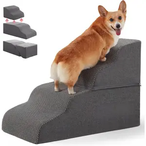 Stairs for Small Dogs and Cats to Get on High Beds, Couch or Car, Pets Can Climb, Sit, Lie Down or Perch to Look Out Windows on The Spliceable Ramp, Provides Support