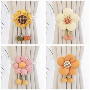 Creative Curtain Flower Tiebacks Cute Pair Adjustable Sheer Curtain Gather Bedroom Drawstring Storage Buckle Decoration